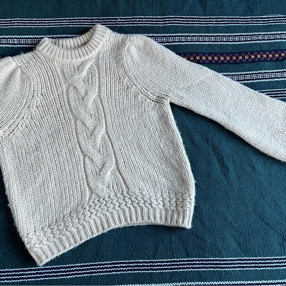 Sezane Cozy Cream Cable Knit Sweater - Picture 5 of 8
